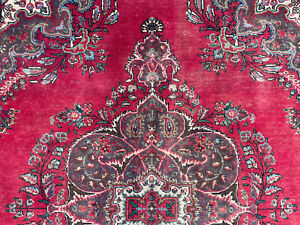 7x10 Antique Oriental Rug Hand Knotted Wool Handmade Vintage Red Blue 6x9 7x9 Ft