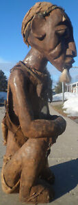 African Wood Carved Sculpture Statue Nkisi Magical Mirror Grave Power Spirit 25 