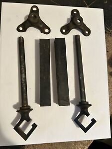 2 Old Mission Arts Craft Brass Tube Steel Hook Light Fixture Hanger Canopy Parts