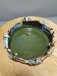 Beautifull Antique Japanese Sumida Gawa Pottery Bowl By Inoue Ryosai Signed 