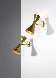 1950s Brass Scone Wall Lamp Diabolo Chandelier Italian Stilnovo Sputnik Set Of 2