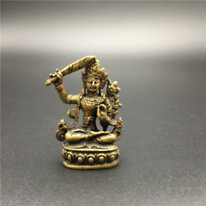 Manjushri Statue Figure Buddhist Brass Bronze Antique Tibet Collection Ornaments