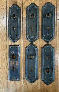 Antique Door Knob Backplates Metal Lot Of 6