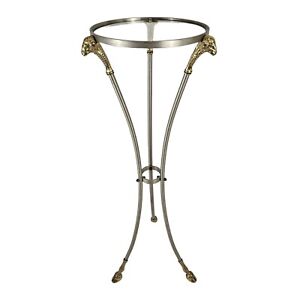 Vintage Maison Jensen Pedestal Table Plant Stand Brass Ram Heads Italian Regency