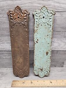 Pair Of Vintage Door Push Plates Ornate Victorian Door Salvage Hardware