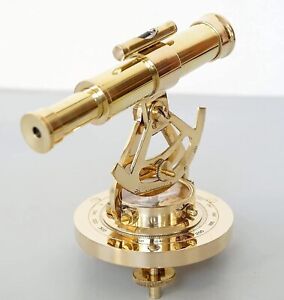 Vintage Brass Theodolite Alidade Telescope Compass Survey Transit Navigational