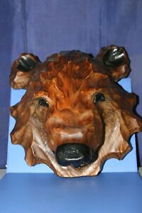 Wood Carved Bear Smart Face Ainu Japan 249