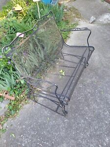 Black Vintage Wrought Iron Garden Patio Outdoor Bench Glider Antique