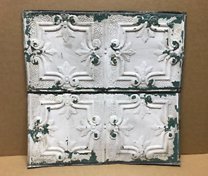 Antique Tin Ceiling 2 X 2 Shabby White Tile 24 Sq Chic Vintage Old 1556 23b