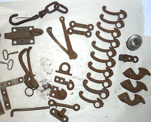 Antique Iron Door Lock Lot Parts Pieces Hardware Lot