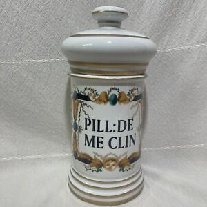 Antique Porcelain Apothecary Jar Pill De Me Clin Replacement Stunning Preowned