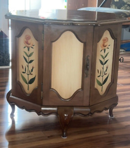 Antique Vintage Brandt Hand Painted Octagon Drum Side Table Cabinet Rare Nice 