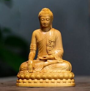 4 Inch Buddha Boxwood Figurines Mini Shakyamuni Buddha Statues Home Decoration