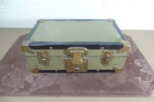 Antique Rare Scarce Miniature Eagle Lock Co Doll Green Steamer Trunk 10 By 6 