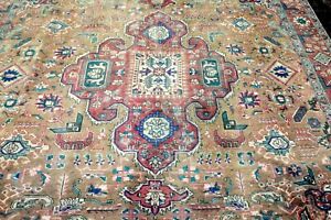 9x13 1940 S Museum Antique Hand Knotted Vegetable Dye Herizz Tabrizz Turkish Rug