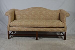 Southwood Preferred Mahogany Chippendale Style Sofa With Chinoiserie Fabric