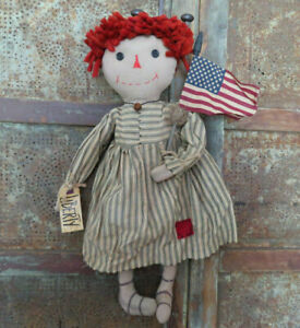 Early American Primitive Patriotic Americana Liberty Annie Rag Doll Usa 4th July