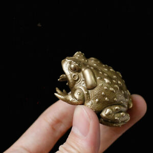 Antique Bronze Sculpture Of Solid Brass Toad Small Ornament