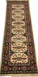 Tribal Vegetable Dye Super Kazak Oriental Runner Rug Hand Knotted 2x6 Carpet