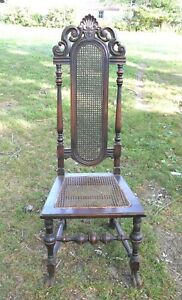 Antique Victorian Jacobean Style Spanish Foot Side Chair