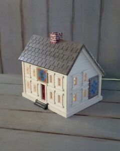 New Hand Crafted Americana Primitive Folk Art Lighted Saltbox House Ooak