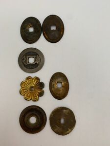 Vintage Pressed Brass Escutcheon Or Backplate Lot Of 7 Assorted Small