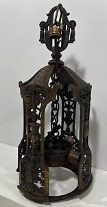 Antique Victorian Ornate Cast Iron Hanging 5 Socket Lamp Sprecher