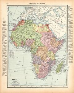 1911 Antique Africa Map Vintage Atlas Map Of Africa Gallery Wall Decor 1603