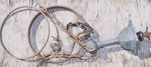 Antique Brass And Cast Iron Arts Crafts Or Mission Style Hanging Light Fixture