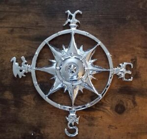 Rose Compass Silver Cast Iron Wall Home Office Gift
