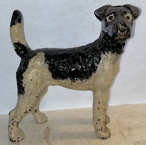 Antique Hubley Cast Iron Dog Fox Terrier Doorstop Fiqure