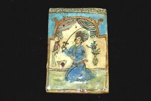 Rare Fabulous Antique Persian Tile Handmade Handpainted Glazed
