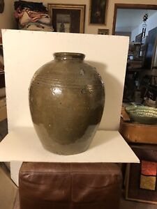 Chinese Asian Pottery Porcelain Rice Wine Pot Jar Crock Large 17 5 Tall Antique
