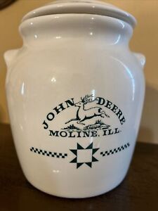 Vintage John Deere Collectible Ceramic Crock Old Logo