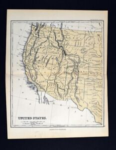 1869 Chambers Map United States West Dakota California Colorado Oregon Utah Et