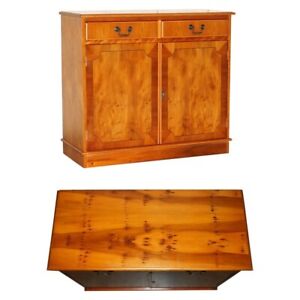 Lovely Vintage Burr Yew Wood Two Drawer Cupboard Sideboard