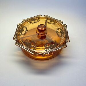 Wow Depression Glass Candy Or Nut Bowl Dish 3 Chambers With Lid Stunning 