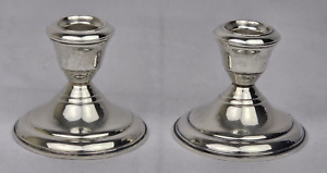 Vintage Sterling Silver Candlestick Holders Pair Small 2 75 Weighted Antique