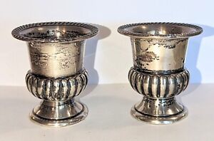 Pair Sterling Silver Urns Footed Toothpick Holders Fred Hirsch Antique Elegant