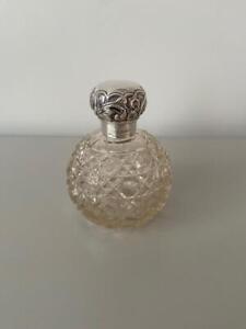 Silver Cut Glass Globular Vanity Perfume Bottle Chester 1904
