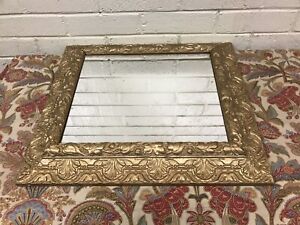 Antique Vtg Ornate Gold Gesso Gilt Framed Wall Mirror 18 3 4 X 17 X 1 3 4 