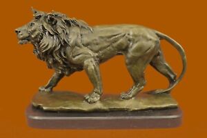 Signed Barye African Male Lion King Of Jungle Resting Bronze Sculpture Art Deco