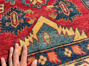 4x6 Vintage Wool Rug Hand Knotted Handmade Antique Oriental Heriz Tribal Red 3x5