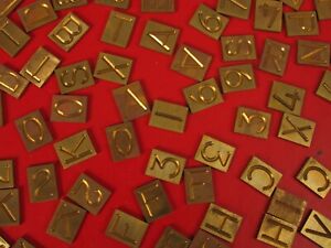 Huge Vintage Lot Of Brass Engraved Letter Numbers For Old Engraving Machine 