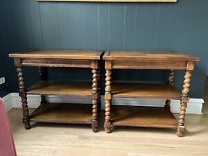 A Brandt Furniture Oak End Tables Pair 