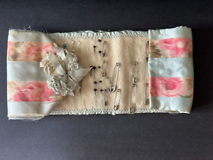Antique Sewing Pin Cushion Watered Silk Ribbon Roll