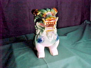 7 Green Porcelain Foo Dog Statue