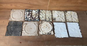 10 Sq Ft Antique Tin Ceiling Pieces Shabby Tile Chic Vtg Arts Crafts 82 23a