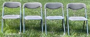 Vintage 70s Mcm Castelli Chrome Grey Upholstered Lucite Folding Chairs Italy