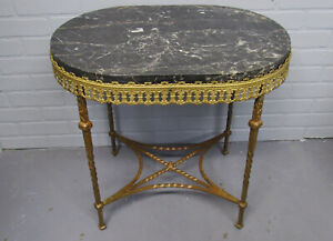 Vintage Antique Bronze Marble Side Table Attrib Oscar Bach 22 3 4 Tall